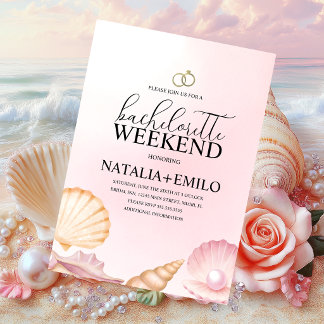 Seashells Weekend Beach Bachelorette Invitations 