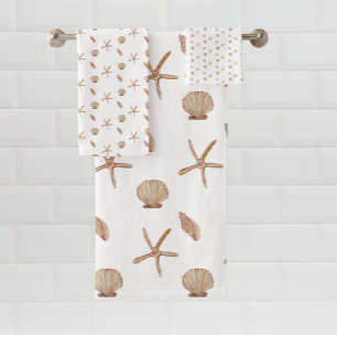 Seashells White Bath Towel Set