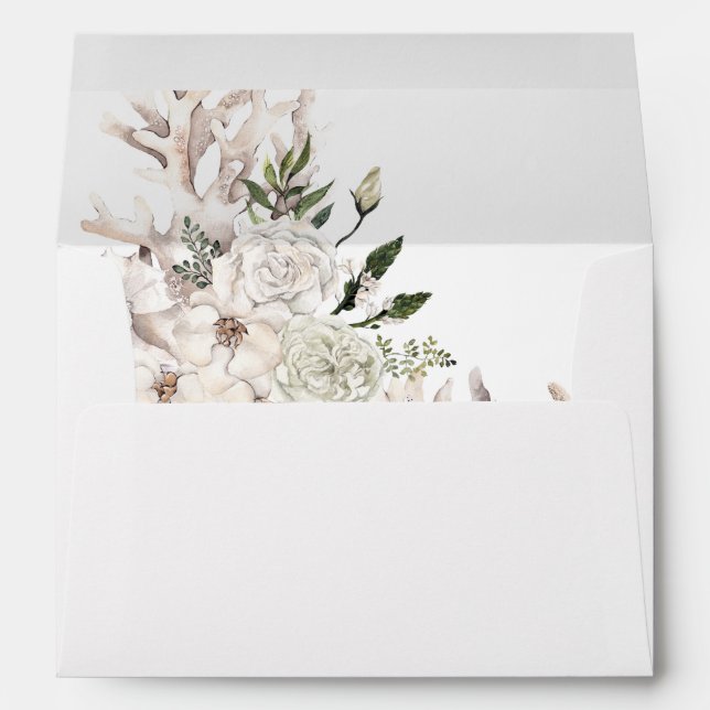 Seashells & White Floral 2 Envelope (Back (Bottom))