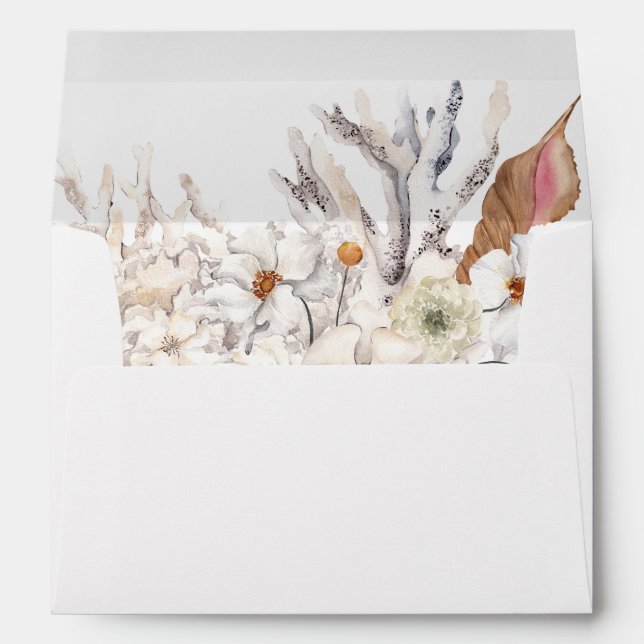 Seashells & White Floral 4 Envelope (Back (Bottom))
