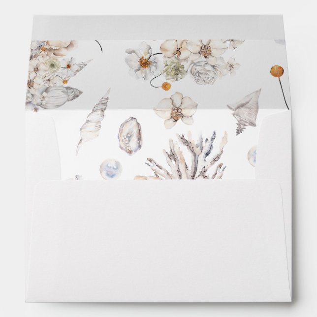 Seashells & White Floral 7 Envelope (Back (Bottom))