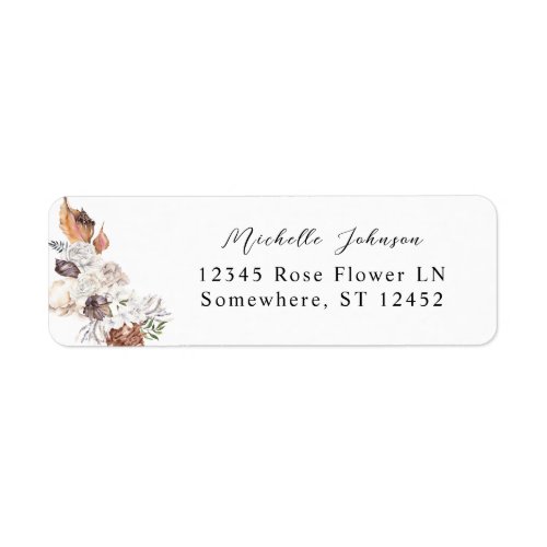 Seashells  White Floral Return Address Label 2