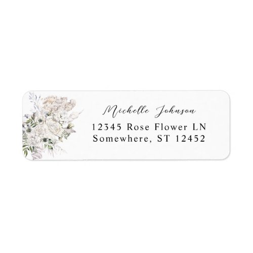 Seashells  White Floral Return Address Label 4