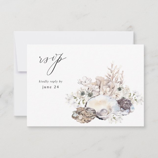 Seashells & White Floral w Meal RSVP 2 (Front)