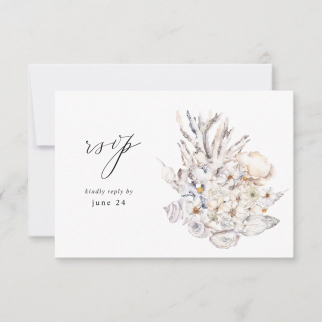 Seashells & White Floral w Meal RSVP 4 (Front)
