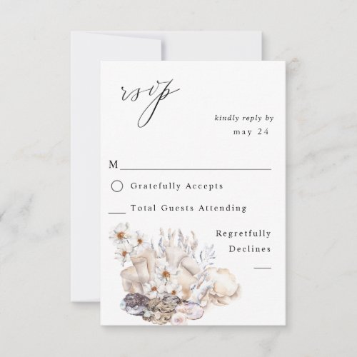 Seashells  White Floral w Meal RSVP 4