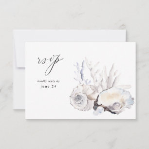 Seashells & White Floral w Meal RSVP 5 Card
