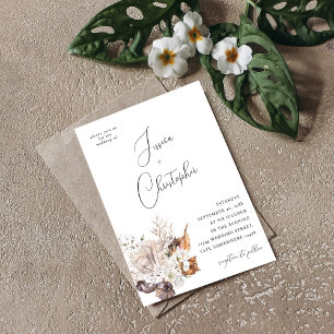 Seashells & White Floral Wedding 2 Invitation