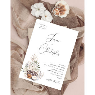 Seashells & White Floral Wedding 3 Invitation