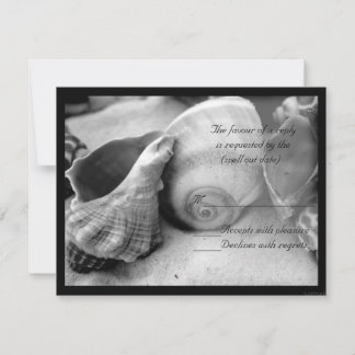 seashells white sand bw rsvp card