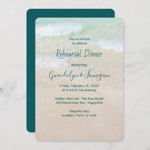 Seashore Background Rehearsal Dinner Invitation