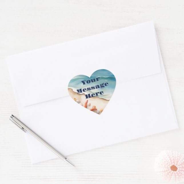 Seashore Bliss Beach Party Heart Sticker (Envelope)