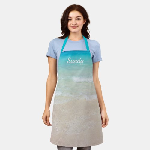 Seashore Coastal Scene Name Big Design Apron