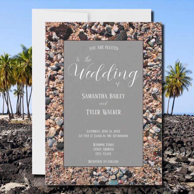 Seashore Coral Sand & Shells, Modern Beach Wedding Invitation (Creator Uploaded)