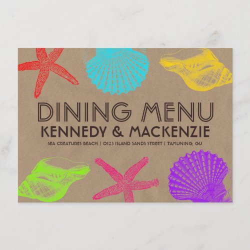 Seashore Craft Wedding Menu