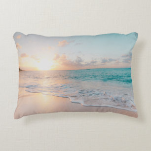 Seashore during golden hour accent pillow