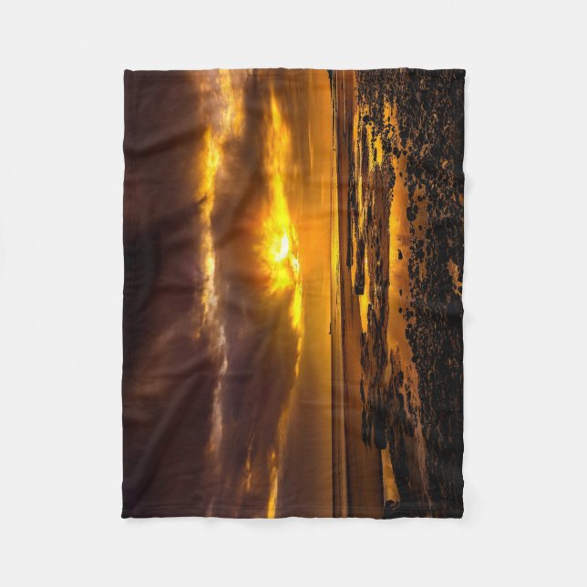 Seashore During Sunset Fleece Blanket (Front)