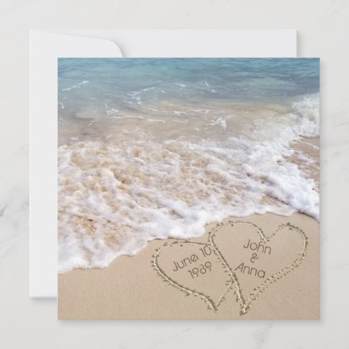 seashore hearts with names on beach