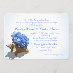 Seashore Hydrangea Blue Wedding Invitation