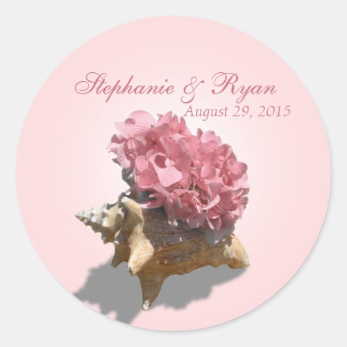 Seashore Hydrangea Pink Classic Round Sticker