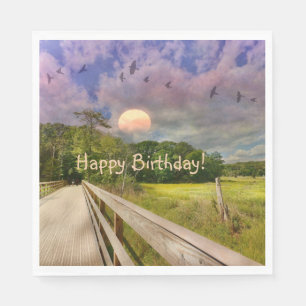  Seashore Marsh Sunset Birthday Napkins