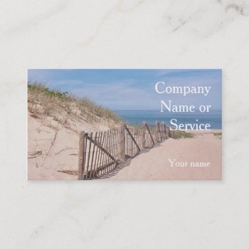 Seashore Scene With Beach Fence And Sand Dune Business Card by backyardwonders at Zazzle