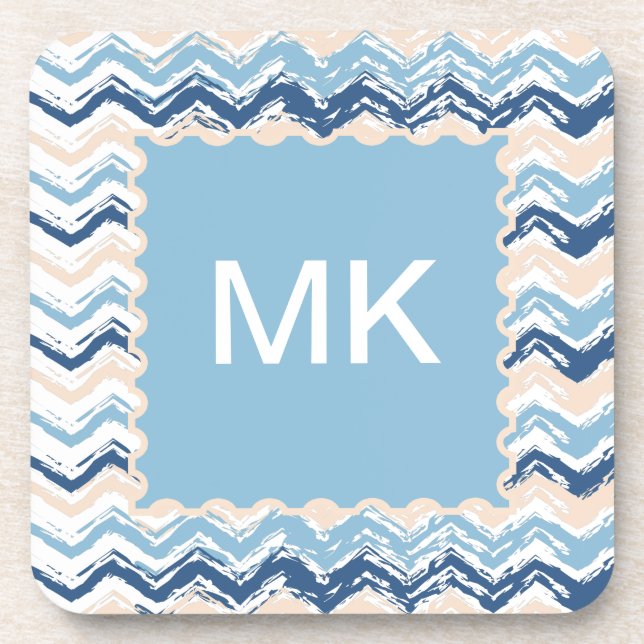 Seashore Scribble ZigZag Beverage Coaster (Front)