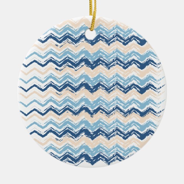 Seashore Scribble ZigZag Ceramic Ornament (Front)