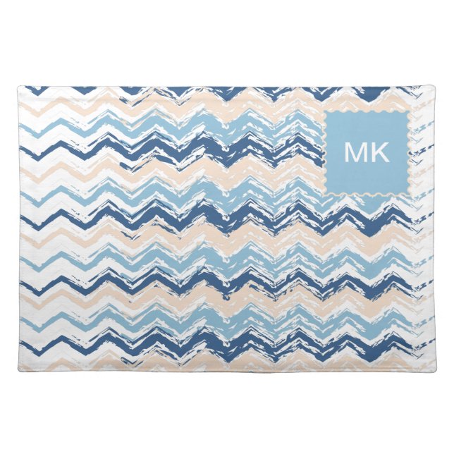 Seashore Scribble ZigZag Cloth Placemat (Front)