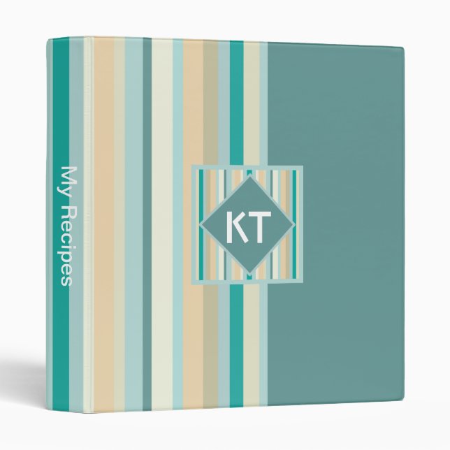 Seashore Stripes Pattern 3 Ring Binder (Front/Spine)