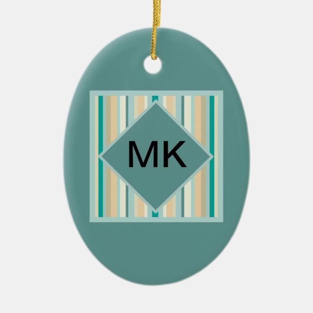 Seashore Stripes Pattern Ceramic Ornament (Front)