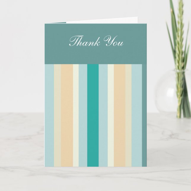 Seashore Stripes Pattern Letterpress Thank You Card (Front)