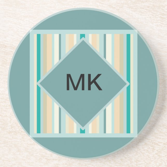 Seashore Stripes Pattern Sandstone Coaster (Front)