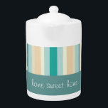 Seashore Stripes Pattern Teapot<br><div class="desc">Seashore Stripes Pattern - with colors of the beach and sea- sand, ocean blue, sky blue, and foam. Perfect design for men or for women. We have left all of the images used in this design customizable - You can play with them to your hearts content- Click the orange 'CustomizeThis'...</div>