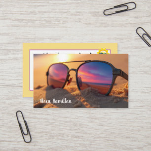Seashore Sunset Reflection In Sunglasses Business Card