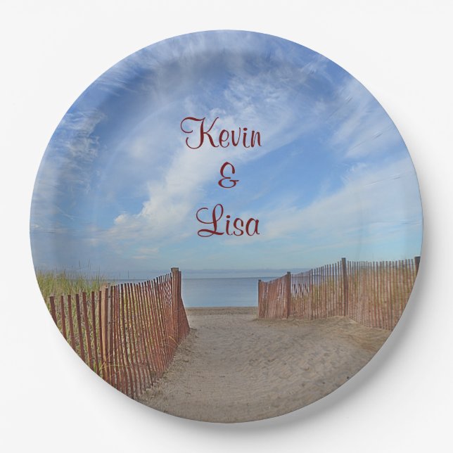 Seashore Theme Wedding Paper Plates (Front)