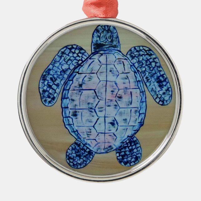 Seashore Turtle Metal Ornament (Front)