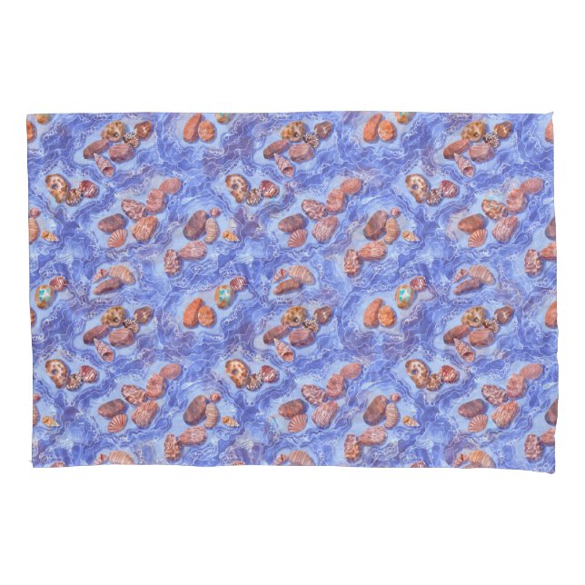 Seashore, waves, pebbles pillow case (Front)