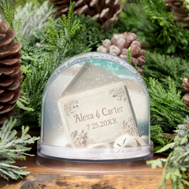 Seashore Wedding Names and Date Snow Globe (Winter)
