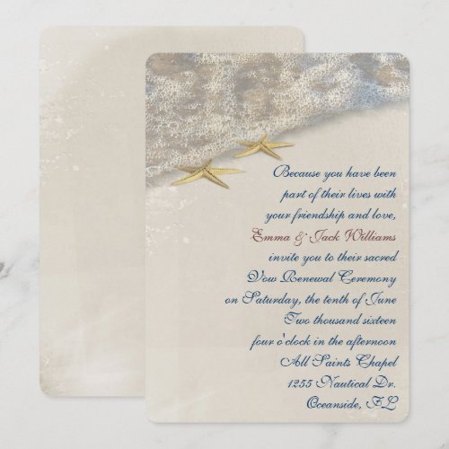 Seashore  Wedding Vow Renewal Personalized Invitations