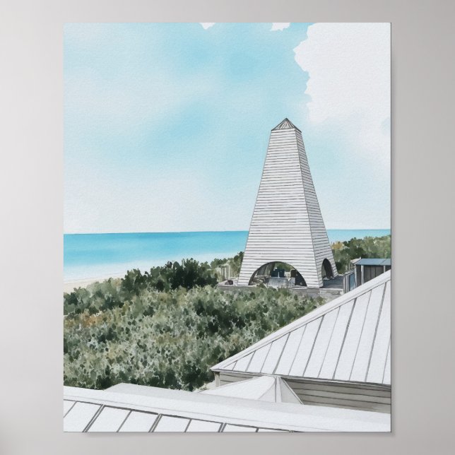 Seaside 30A Florida Watercolor Poster (Front)
