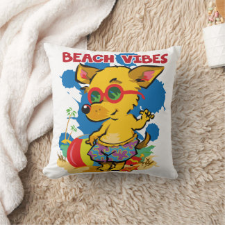 Seaside Adventures: Kids' Summer Beach Throw Pillow