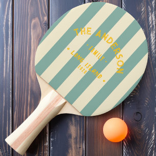 Seaside Aqua Reef Striping & Family Name Ping Pong Paddle