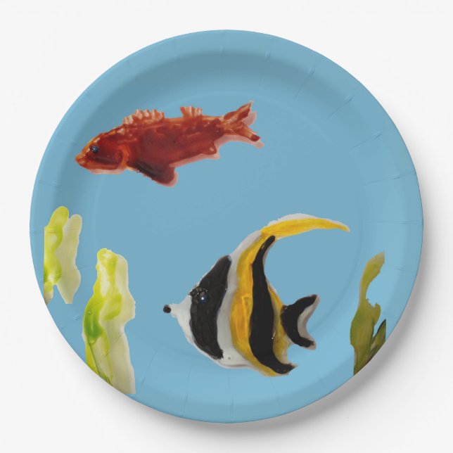 Seaside Aquatic Fish Paper Plates (Front)