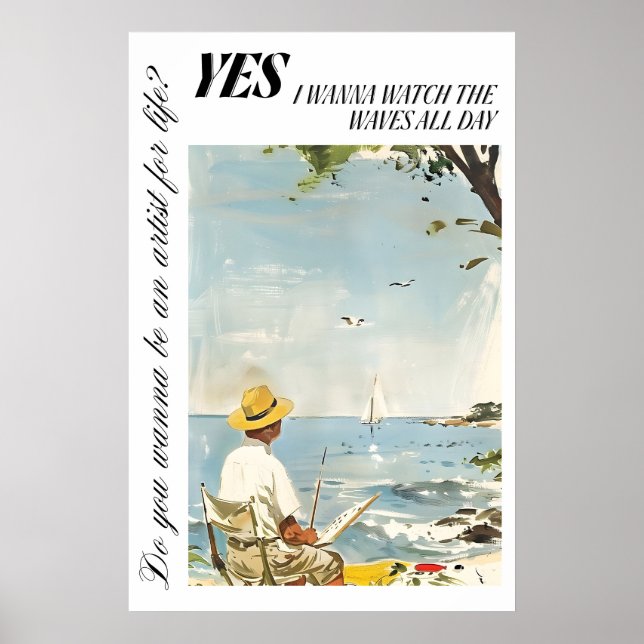 Seaside Artist Poster Ocean View Wall Art 10 (Front)