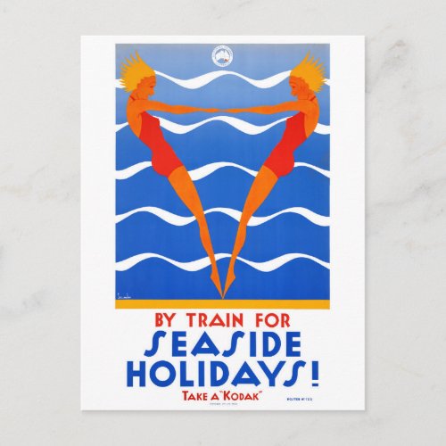 Seaside Australia Vintage Travel Poster Restored Postcard