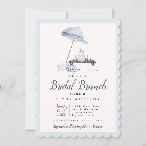 Seaside Beach Bridal Brunch Shower  Invitation