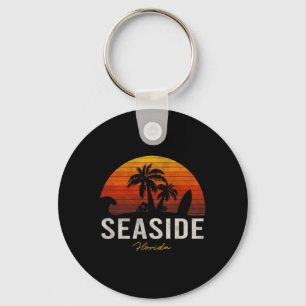 Seaside Beach Florida Fl Palms Vacation Surf Sunse Keychain
