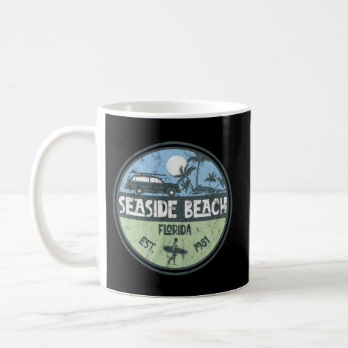 Seaside Beach Florida Wagon Beach Palms Surfer Coffee Mug