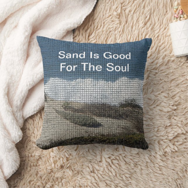 Seaside Beach Landscape Photo Vacation Ocean Waves Throw Pillow (Blanket)
